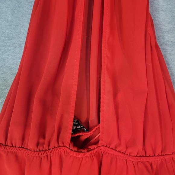 Express Womens Top Small Red Sleeveless Sheer Halter Open Back - Picture 6 of 12